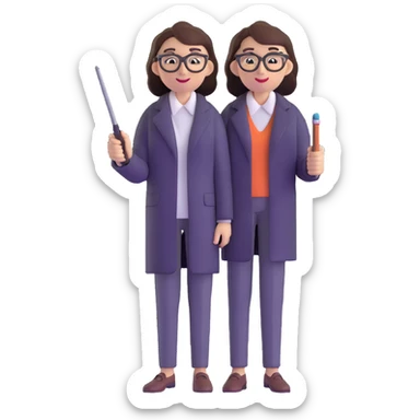 full body profesora with glasses and pointer sticker
