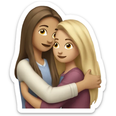 The woman blonde hugs the girl with long brown hair  sticker