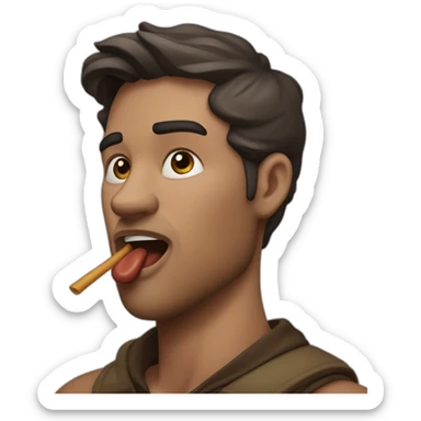 Shh I'm mewing, man holding finger on mouth in a shush movement he has a very stong and beautiful jawline mewing jawline++ sticker