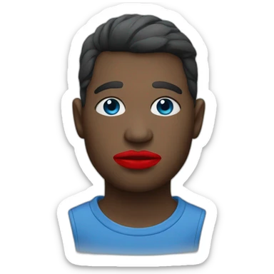 A blue person who has red tattoo on his lips sticker