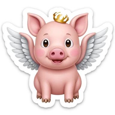 Crea un emogi de un cerdo con alas sticker