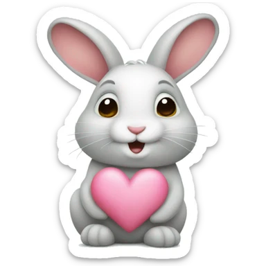 rabbit with hearts  sticker