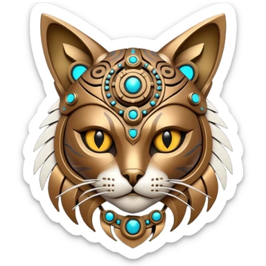 tribal shaman cat cyberborg sticker