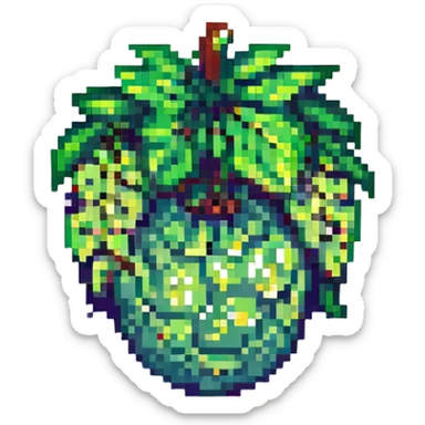a single green grape, pixel art style sticker