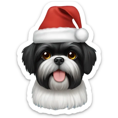 BLACK SHIH TZU CHRISTMAS HAT sticker