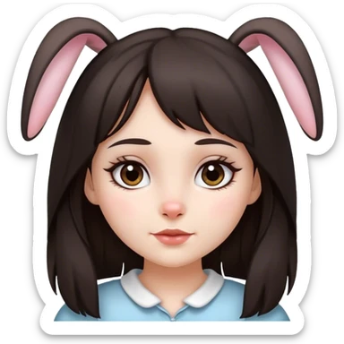 girl with dark hair and bunny’s  sticker