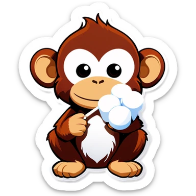 Monkey with marshmallow sticker