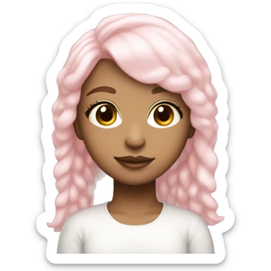 pretty angelic girl with light pink hair and lashes sticker