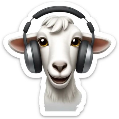 goat with call center headset sticker