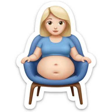 woman with unnaturally round belly (belly the size of a chair) sticker