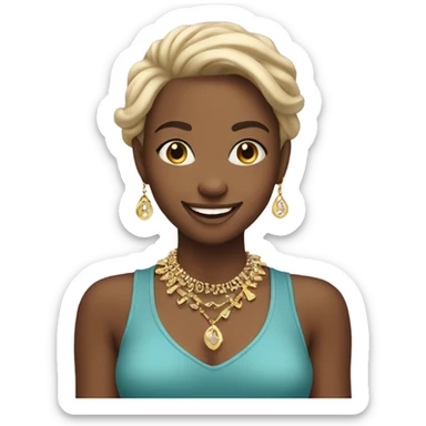 smiling girl with jewelry sticker