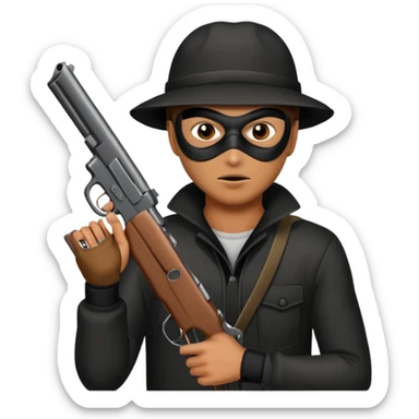 Robber with gun sticker