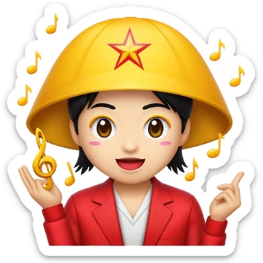 Cinematic Realistic V-pop Music Pop Culture Emoji, showcasing a modern, energetic representation of Vietnamese pop culture rendered with vivid textures and dynamic, colorful lighting. sticker
