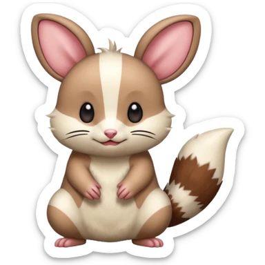 Teddiursa-Minccino-Furret-fusion  sticker