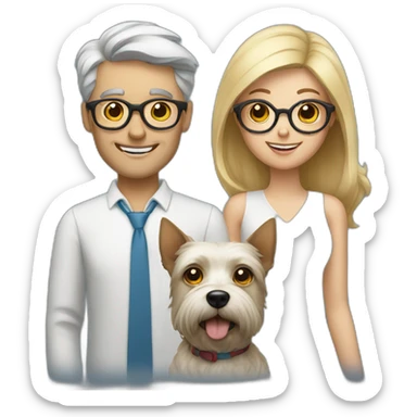Man with glasses anda woman with a westie dog girl sticker