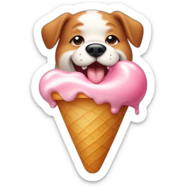 fat dog lick some icecream in form of a paw sticker