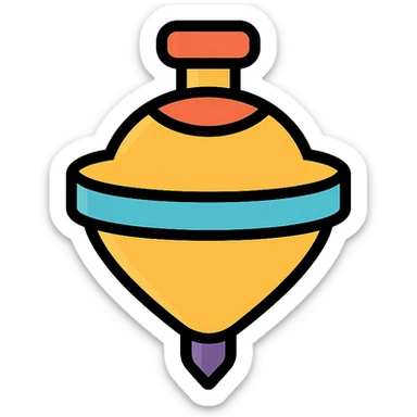 vector icon of a gold top toy with subtle colorful accents, elegant and minimalist flat design, award badge style, 2D flat vector, trending icon look, soft shadows, no text, isolated on white background, commercial use sticker