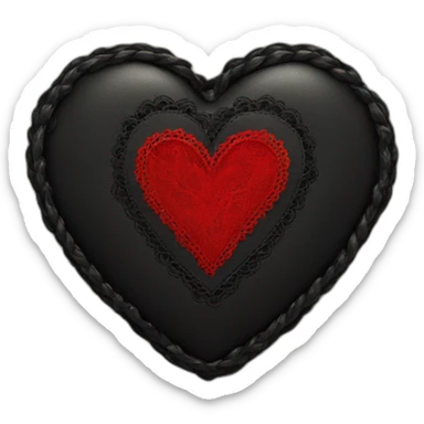 Wide black leather heart with red lace border sticker