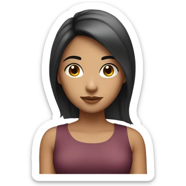 A not-so-brunette girl with medioum black hair with round face  sticker