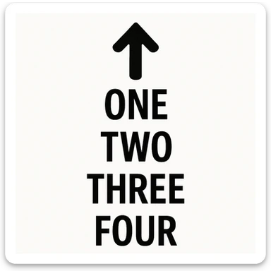 vertical text list with an upward arrow sticker