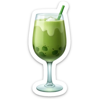 Iced Matcha latte in a wine glass sticker