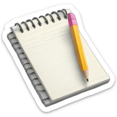 a notepad with a pencil sticker