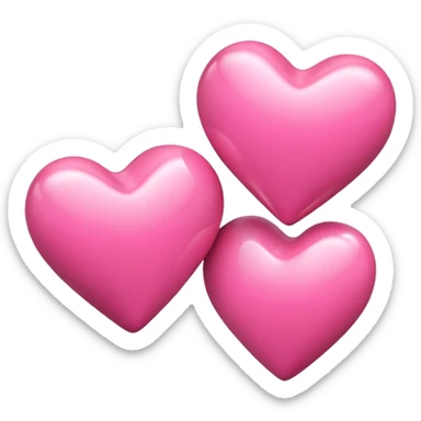 3 pink hearts  sticker