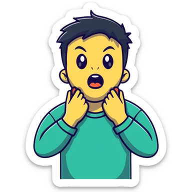 Man screaming with hands crossed over neck  sticker