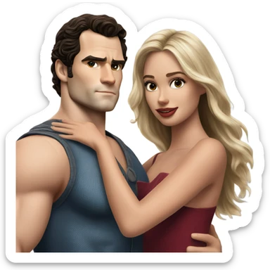 realistic photo of Henry Cavill close dancing with a beautiful female model  sticker