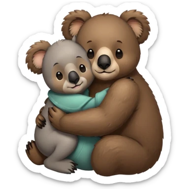 Bear cuddles with koala  sticker