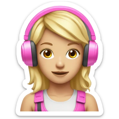 gamer girl with blonde hair and pink headset on sticker