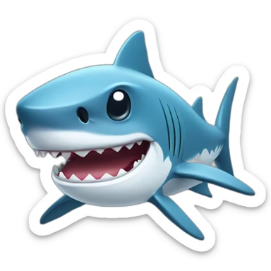 cartoon shark standing with a camouflage cap on its head sticker
