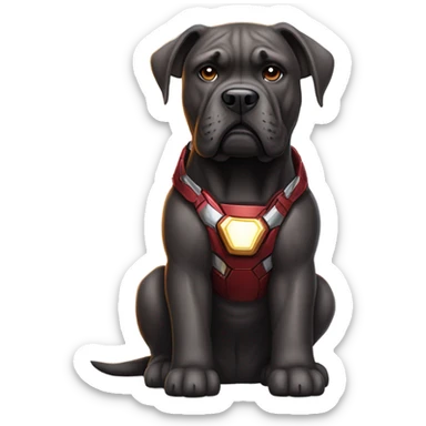 A red Cane Corso as Iron man superhero. sticker