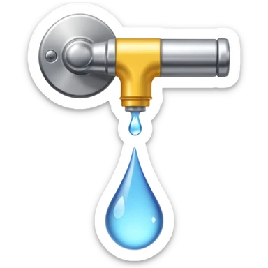 a tap with a small water droplet at the end sticker