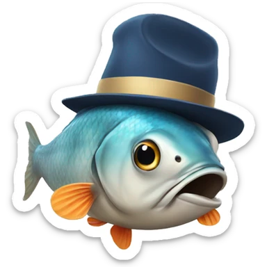 Fish wearing a hat sticker