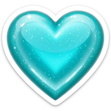 semi transparent gllitery turquoise heart iphone emoji sticker