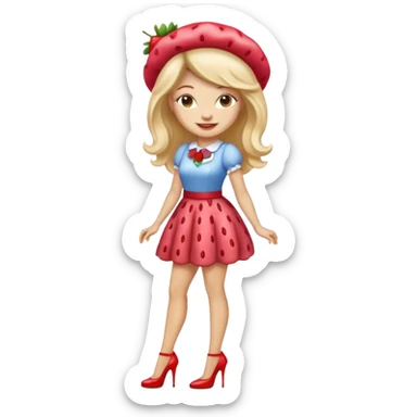 pretty and cute realistic modern day strawberry shortcake full body with high heels emoji sticker