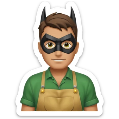 gardener with tanned skind and batman mask sticker