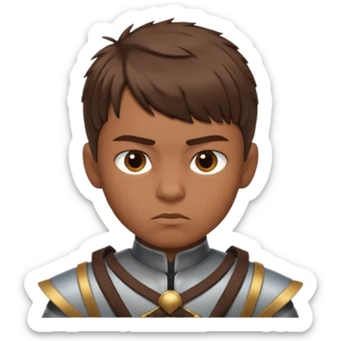 create a fringe haircut boy with a brown hair with hair little up more looking like warrior haircut sticker