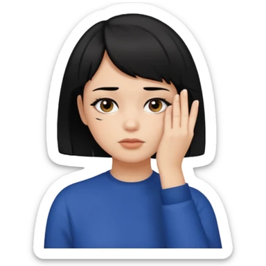 Girl with black hair and short hair  like boy hair who put her hand on her face like 🤦🏻‍♀️ sticker