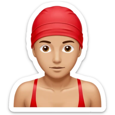 Swimmer in a red swim cap sticker