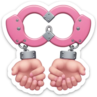 Hands in fuzzy pink handcuffs sticker