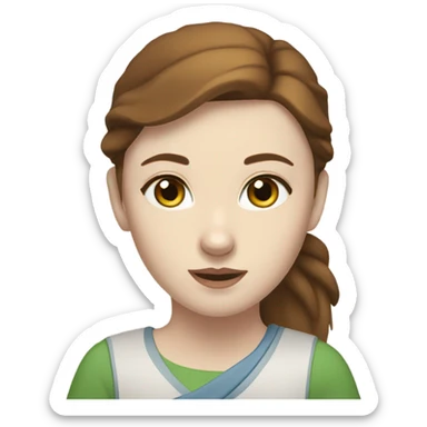 White Woman hair brown and bleus eyes and golden Husky With green eyes sticker