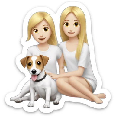 Jack Russell With 2 girl blond sticker