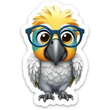Parrot with glasses with wings open sticker