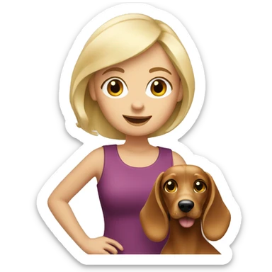 blonde girl with sausage dog sticker