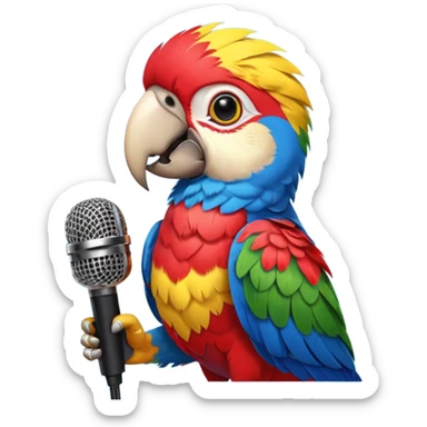 Parrot speaking into mic sticker