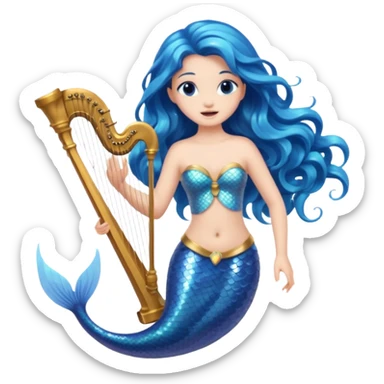 Singing Mermaid – Holding harp sticker