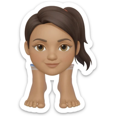 Filipino girl age 20s white bikini tri top with feet sticker