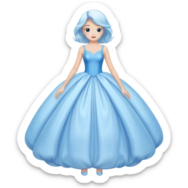 The bubble dress is typically a voluminous ball gown, designed to make Glinda look like she’s literally floating in a bubble. It features:  Pale blue or shimmering white-blue hues (in Ariana Grande’s movie version, it’s a soft, cotton-candy blue). sticker